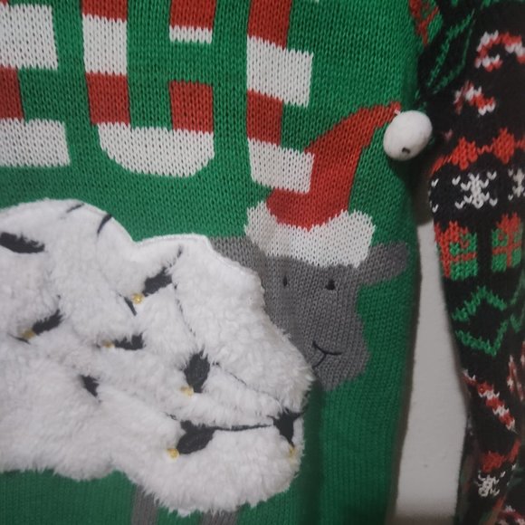 Christmas Sheep Sweater Green/White Size Small - Picture 3 of 6